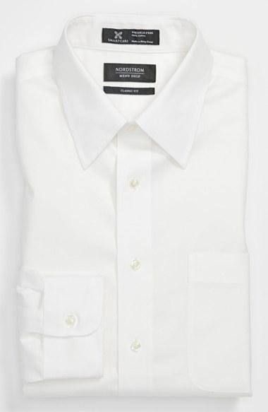 Men's Nordstrom Men's Shop Smartcare(tm) Classic Fit Solid Dress Shirt .5 32 - White (online Only)