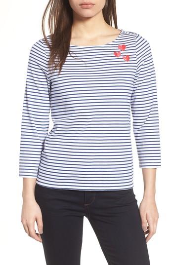 Women's Draper James Three Hearts Stripe Tee - Blue