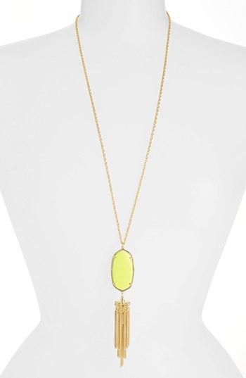 Kendra Scott 'rayne' Stone Tassel Pendant Necklace Neon Yellow