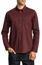 Men's Rvca Vu Long Sleeve Woven Shirt - Red