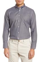 Men's Nordstrom Men's Shop Trim Fit Non-iron Gingham Dress Shirt - 34/35 - Brown