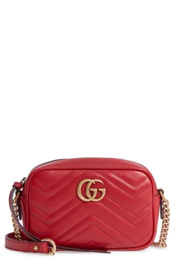 Gucci Gg Marmont 2.0 Matelasse Leather Camera Bag - Red
