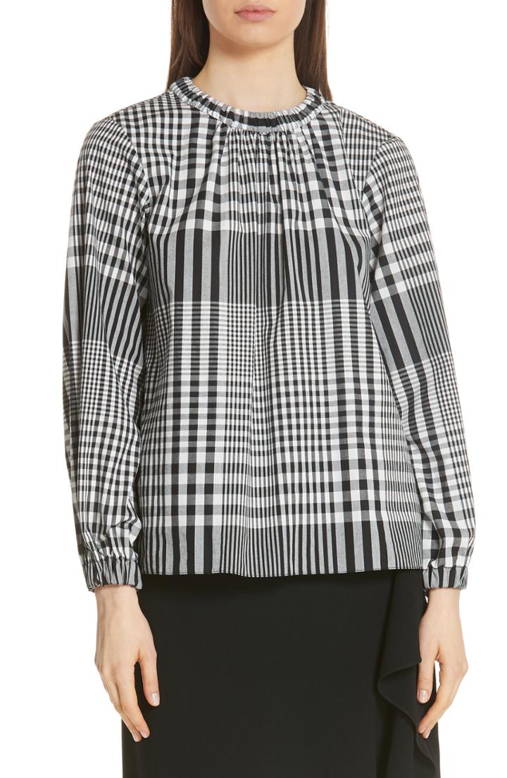 Women's Tibi Mix Gingham Cotton Blouse