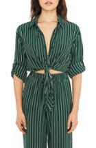 Women's Faithfull The Brand Beau Rivage Stripe Tie Shirt - Green