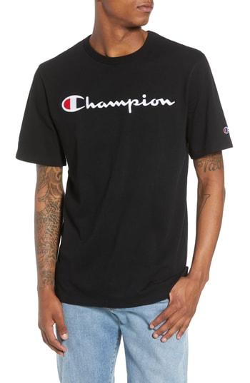 Men's Champion Heritage Embroidered Logo Tee - Black