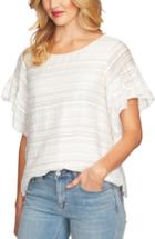 Women's Cece Flutter Sleeve Stripe Blouse - White