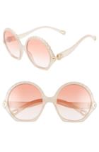 Women's Chloe Vera Seashell 56mm Round Sunglasses - Cloud