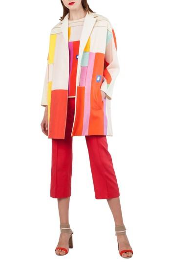 Women's Akris Mural Print Cotton & Silk Reversible Coat - Ivory
