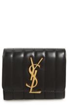Women's Saint Laurent Vicky Lambskin Leather Trifold Wallet - Black