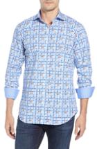 Men's Bugatchi Shaped Fit Print Sport Shirt, Size - Brown
