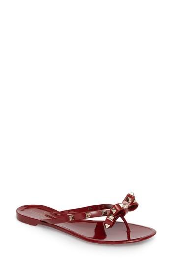 Women's Valentino Garavani 'rockstud' Flip Flop Us / 36eu - Red