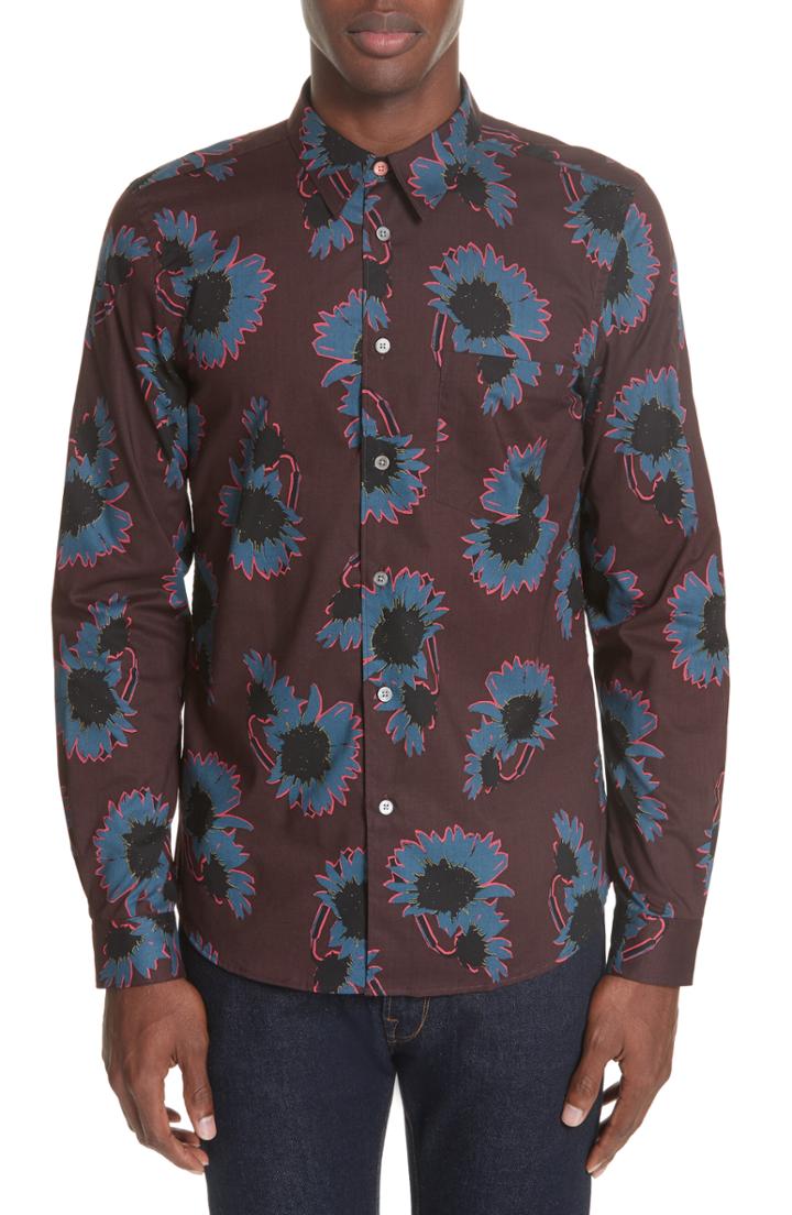 Men's Ps Paul Smith Flower Print Woven Shirt