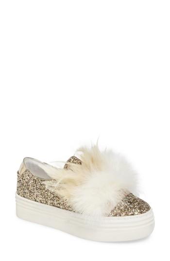 Women's Here/now Michelle Feather Slip-on Sneaker M - Metallic