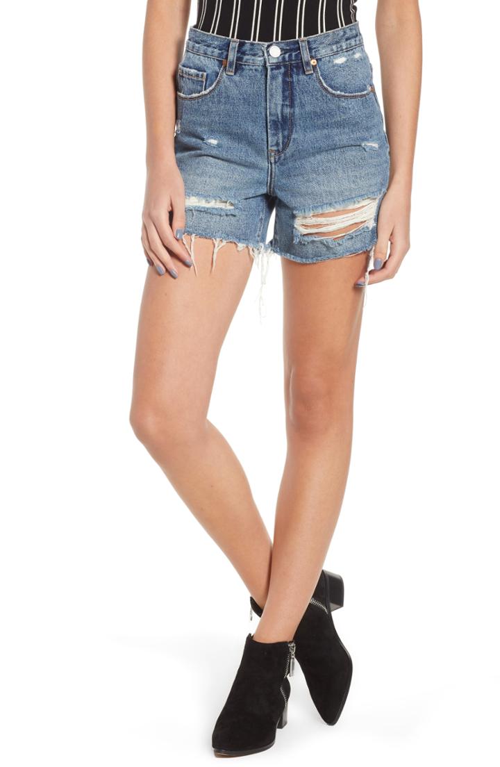 Women's Blanknyc Ripped High Waist Denim Mom Shorts