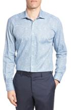 Men's Ted Baker London Quizz Trim Fit Paisley Dress Shirt - 32/33 - Blue