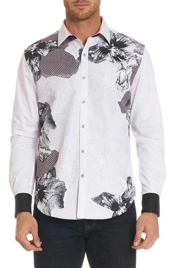 Men's Robert Graham Corporal Classic Fit Floral Sport Shirt - White