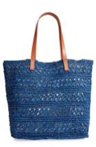 Nordstrom Packable Raffia Crochet Tote - Blue
