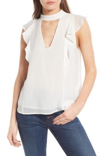 Women's Astr The Label Ruffle Sleeve Choker Top - White