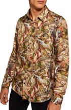 Men's Topman Dragon Print Shirt - Brown