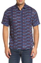 Men's Tommy Bahama Island Ikat Standard Fit Geo Print Woven Shirt, Size - Blue