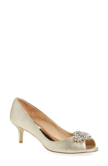Women's Badgley Mischka 'nakita Ii' Kitten Heel Peep Toe Pump M - Metallic