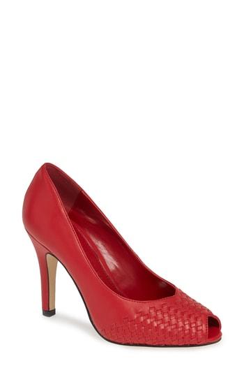 Women's Athena Alexander Strasborg Peep Toe Pump M - Red