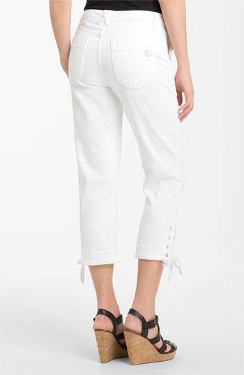CJ by Cookie Johnson 'Testament' Lace-Up Crop Jeans Womens Optic White Size 34