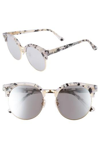Women's Gentle Monster Moon Cut 54mm Rounded Sunglasses - White Marble Mirror
