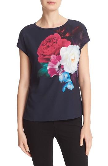 Women's Ted Baker London Zeana Blushing Bouquet Woven Front Tee