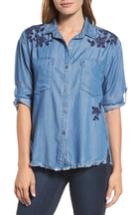 Women's Billy T Roll Tab Embroidered Shirt - Blue