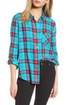 Women's Bp. Plaid Shirt, Size - Brown