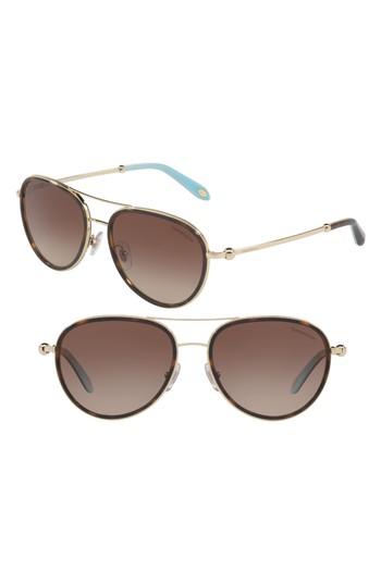 Women's Tiffany & Co. 55mm Gradient Aviator Sunglasses - Havana