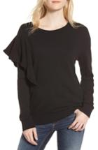 Women's Splendid West Fourth Ruffle Sweatshirt - Black