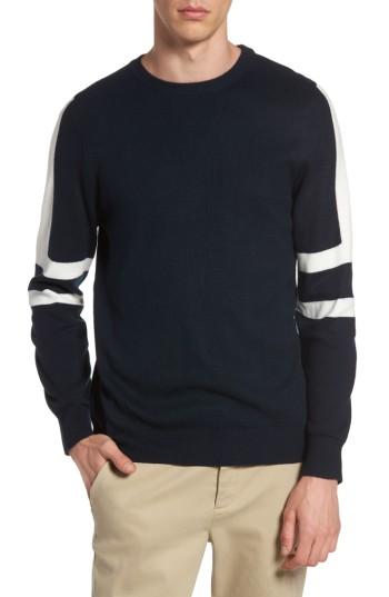 Men's Topman Slim Fit Sport Stripe Sweater - Blue