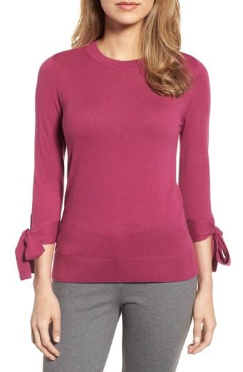 Women's Halogen Tie Sleeve Crewneck Sweater - Purple