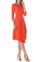 Women's Kay Unger Asymmetrical Pleat V-back Dress - Coral
