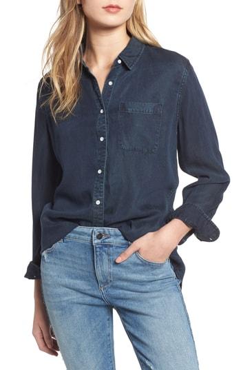 Women's Dl1961 Nassau Manhattan Lace-up Back Denim Shirt - Black