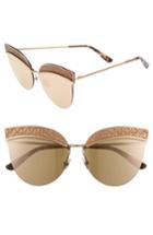 Women's Bottega Veneta 64mm Semi-rimless Cat Eye Sunglasses - Gold