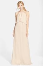 Women's Nouvelle Amsale 'cait' Chiffon Halter Gown, Size - Ivory