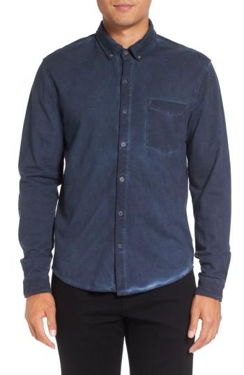 Men's Michael Stars Slim Fit Garment Washed Sport Shirt - Blue