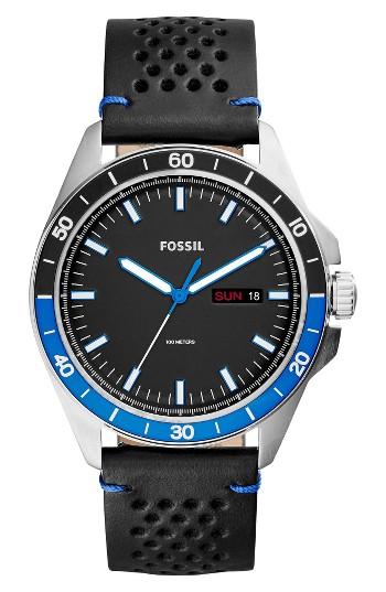 Men's Fossil Sport 54 Leather Strap Watch, 44mm