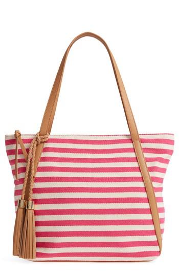 Mali + Lili Lucy Stripe Canvas Tote - Pink