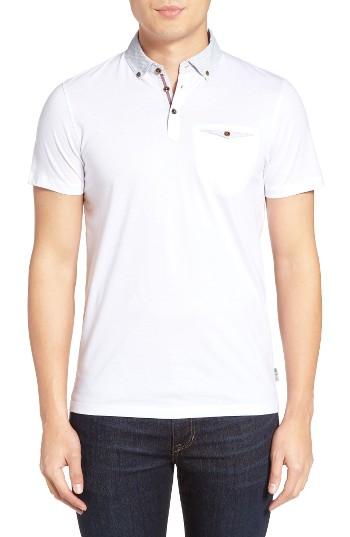 Men's Ted Baker London Woven Collar Polo (3xl) - White