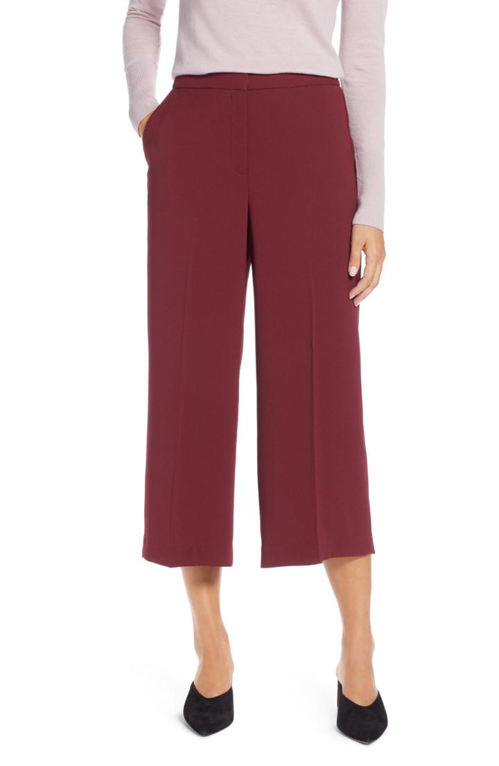 Women's Halogen Wide Leg Crop Pants (similar To 14w) - Burgundy