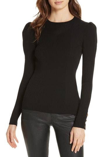 Women's Polo Ralph Lauren Puff Sleeve Rib Knit Sweater - Black