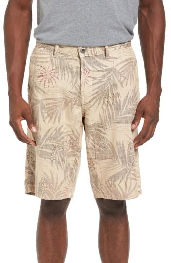 Men's Original Paperbacks Havana Print Linen Shorts - Beige