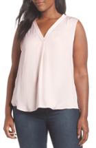 Petite Women's Vince Camuto V-neck Rumple Satin Blouse P - Pink