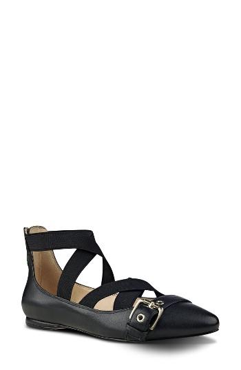 Women's Nine West Smoak Strappy Flat .5 M - Black