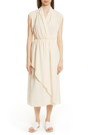 Women's Vince Draped Silk Cross Front Dress - Yellow