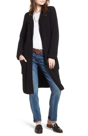 Women's Madewell Waffle Stitch Sweater Jacket, Size - Black